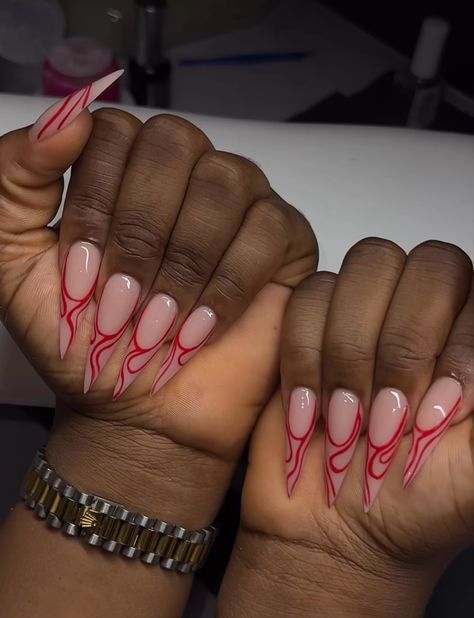 Nails Square Design, Pointy Nail Designs, African Formal Dress, Stilettos Nails, Pink Stiletto Nails, Red Stiletto Nails, Fashionable Nails, Minimal Nails Art, Pink Stilettos