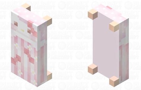 Minecraft Bed Ideas, Hello Kitty Minecraft, Minecraft Pack, Minecraft Bedding, Mc Mods, Pink Bed, Minecraft Banner Designs, Minecraft Banners, Skin Minecraft