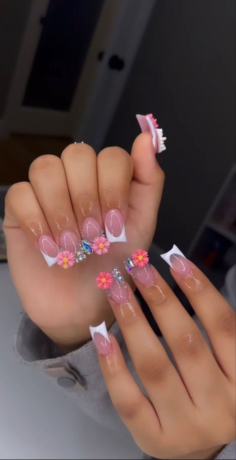 Summer Nails Acrylic, Halloween Acrylic Nails, Duck Nails, Colored Acrylic Nails, French Tip Acrylic Nails, Work Nails, French Acrylic Nails, Short Square Acrylic Nails, Acrylic Nails Coffin Pink