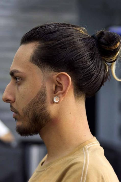 Low Fade Long Hair, Man Bun Curly Hair, Mens Long Hair Undercut, Taper Fade Long Hair, Long Hair Fade, Man Bun Haircut, Low Taper Fade Haircut, Long Curly Hair Men, Taper Fade Curly Hair