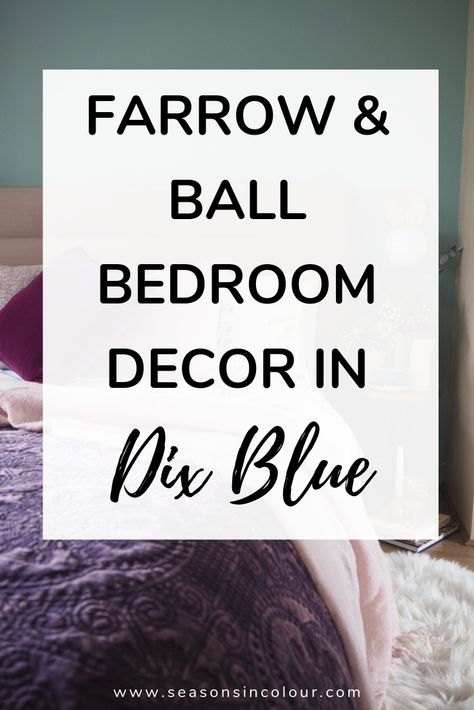 Bedroom painted in Farrow and Ball Dix Blue with pink accents. How to create a luxurious bedroom decor using texture and colour. Dix Blue Bedroom Farrow Ball, Bedroom Inspirations Farrow And Ball, Dix Blue Farrow And Ball, Farrow And Ball Dix Blue, Luxurious Bedroom Decor, Colour Bedroom, Farrow And Ball Bedroom, John Lewis Home, Dix Blue