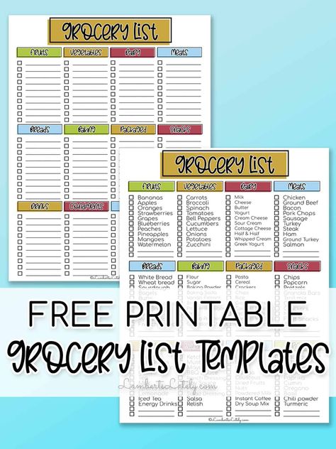 Make your shopping trips simple with this free printable grocery list template! Get both a complete and blank shopping list to help organize your grocery run in style. Grocery List Design, Grocery List Free Printable, Free Printable Grocery List Templates, Free Printable Grocery List, Printable Grocery List Template, Grocery List Printable Free, Creamed Turkey, Free Grocery List, Printable Grocery List