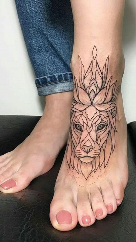 Leo Tattoo For Women, Ankle Tattoos For Women Mandala, Leo Tattoo, Tattoo Foot, Ankle Tattoos For Women, Ankle Tattoos, Leo Tattoos, Ankle Tattoo, Foot Tattoos