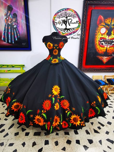 Black Quinceanera Dresses Mexican, Black Quince Dress, Quinceanera Dresses Charro, Mexican Graduation, Quinceanera Dresses Mexican, Gown Cape, Vestido Charro, Mexican Quinceanera, Mexican Quinceanera Dresses