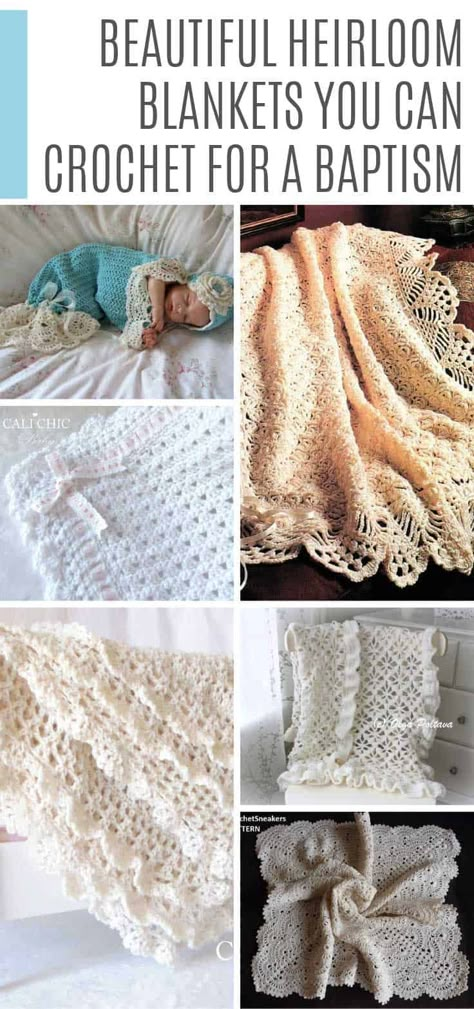 Crochet an heirloom baby blanket that will be passed down through the generations. The traditional lace designs are perfect for baptisms and christenings. Heirloom Crochet, Crochet Baby Blankets, Lace Baby Blanket, Baby Hat Free Pattern, Heirloom Baby Blankets, Christening Blanket, Diy Baby Blanket, Heirloom Blanket, Crochet Baby Cocoon