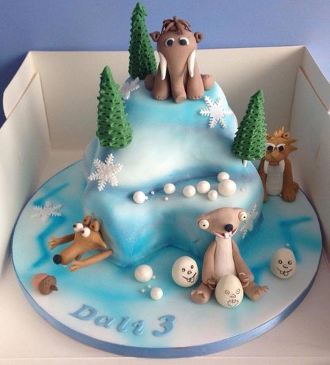 Ice Age Birthday Party, Ice Age Cake, 1st Birthday Decorations Boy, Fall Birthday Cakes, Ruby Cake, 2 Birthday Cake, 18th Birthday Cake, Cartoon Cake, 1st Birthday Decorations