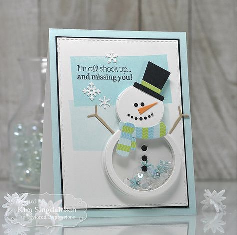 TE Shook Up Snowman Simple Christmas Cards, Snowman Cards, Christmas Card Inspiration, Homemade Christmas Cards, Christmas Card Crafts, Taylored Expressions, Diy Christmas Cards, Shaker Cards, Christmas Cards To Make