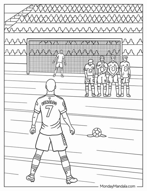 30 Soccer Coloring Pages (Free PDF Printables) Ronaldo Colouring Pages, Coloring Pages Football, Soccer Colouring Pages, Football Coloring, Ronaldo Coloring Page, Football Coloring Pages Free Printable, Soccer Coloring Pages, Cristiano Ronaldo Real Madrid, Soccer Drawing