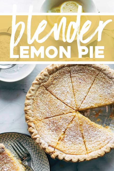 Blender Lemon Pie 12 Tomatoes, 6 Ingredient Blender Lemon Pie, Lemon Blender Pie, Magic Lemon Pie, Blender Lemon Pie Recipe, Whole Lemon Recipes, Blender Pie, Meyer Lemon Pie, Gf Crust