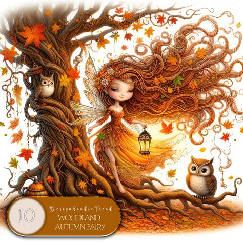 Whimsical Fall Art, Fairies Clipart, Pixie Hallow, Autumn Fairies, Woodland Fairies, Woodland Autumn, Detailed Watercolor, Fairy Clipart, Fairies Dancing