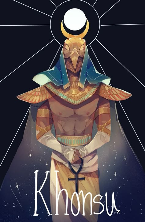 Khonsu Egyptian God, Egyptian Knight, Egyptian Mythology Art, God Of The Moon, Egyptian Gods And Goddesses, Egypt Mythology, Egyptian Drawings, Egyptian Deities, Moon God