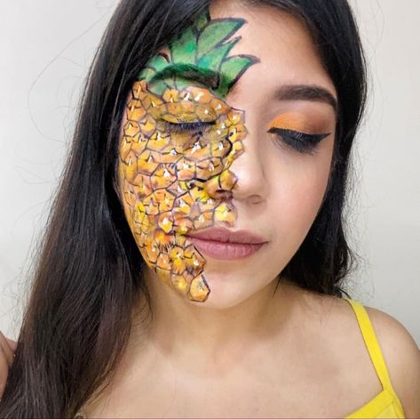 Pineapple Makeup, Face Forward, Makeup Designs, Creative Makeup, Holiday Parties, Halloween Face, Face Makeup, Pineapple, Makeup Looks