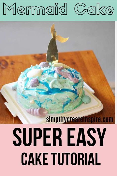 Having a mermaid birthday party? No need to panic - this is the easiest DIY mermaid cake ever and anyone can make it! It may not be the prettiest in the world, but save yourself the stress of trying to create the perfect girls birthday cake at home! Find the full cake tutorial and delight your kids with their themed birthday party #mermaidparty #mermaidcake Simple Mermaid Cake, Diy Mermaid Cake, Fancy Cake Decorating, Ocean Cake, Kids Party Planning, Edible Slime, Ocean Cakes, Diy Mermaid, Mermaid Birthday Cakes