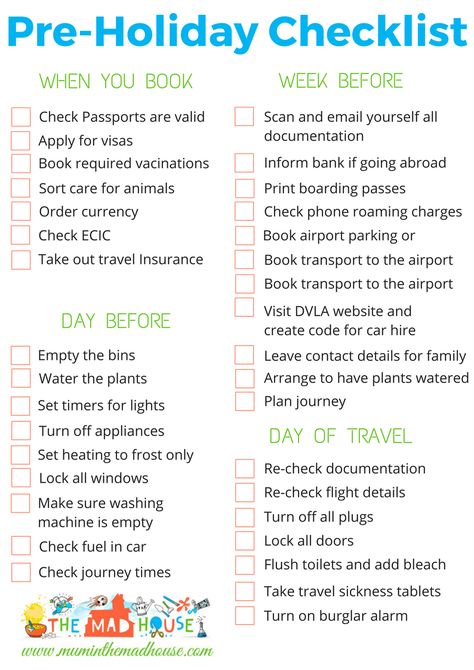 Pre Holiday To do List.  Make packing for holidays and vacations a breeze with this comprehensive pre-holicay to do list Holiday Prep Beauty List, Holiday Prep List, Holiday To Do List, Holiday Must Haves, Packing List Spring, Top Family Vacations, French Trip, Holiday Packing Lists, Cyprus Holiday