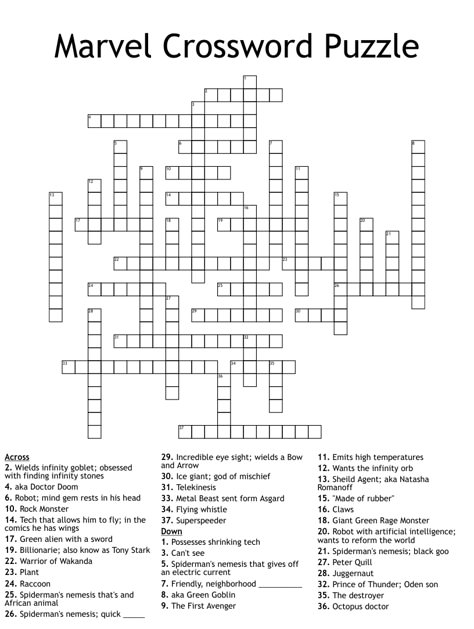 Crossword Puzzles Printable, Marvel Crossword, Crossword Puzzles For Adults Free Printable, Crossword Puzzles For Adults, Cross Word Puzzles, Printable Crossword Puzzles For Adults, Blank Crossword Puzzles Printable, Disney Word Search, Middle School Crossword Puzzle