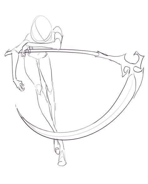 Sythe Reference Pose, Bow Character Poses, Claw Poses Drawing, Someone Crossing Their Arms Reference, Sythe Poses Drawing Male, Pose With Spear Reference, Pose Ideas Sketch, Sycthe Drawings, Sythe Poses Anime