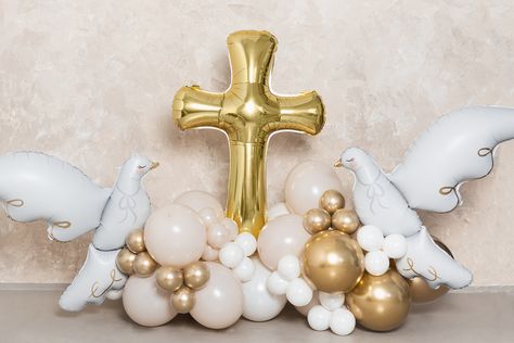 Cross Balloons, Holy Communion Decorations, Communion Table Decorations, Balloon Cross, Communion Decor, Communion Table, Holy Communion Party, First Communion Decorations, Communion Decorations