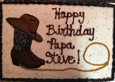 Cowboy Birthday Cake Cowboy Cake Buttercream, Ranch Cakes For Men, Cowboy Sheet Cake Birthday, Western Cookie Cake, Yellowstone Birthday Cake, Cowboy Sheet Cake, Western Sheet Cake, Cowboy Cake For Men, Western Cake Ideas