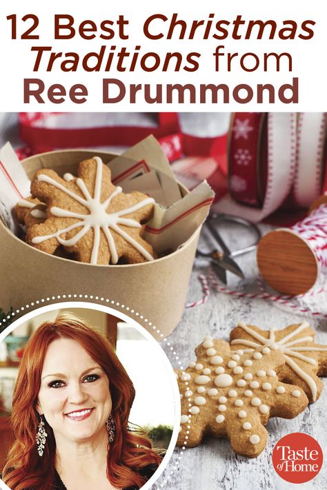 12 Best Christmas Traditions from Ree Drummond Pioneer Woman Christmas Cake Cookies, Christmas Cake Cookies Pioneer Woman, Ree Drummond Cookies, Ree Drummond Recipes Holiday, Food Network Christmas Cookies, Ree Drummond Recipes Desserts, Pioneer Woman Christmas Cookies, Pioneer Woman Sugar Cookies Recipe, Pioneer Woman Holiday Recipes