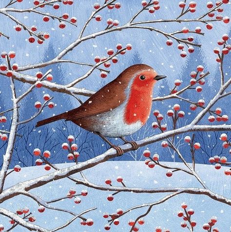 Instagram post by Christmas Time. • Mar 6, 2022 at 1:18pm UTC Robin Drawing, Charity Christmas Cards, Animal Art Projects, Winter Illustration, Robin Bird, Advocate Art, A Happy New Year, Christmas Card Crafts, Woodland Christmas