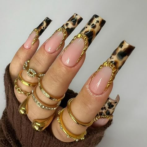 Leopard Print Acrylic Nails, Leopard Acrylic Nails, Luv Nails, Milky Nails, Toe Nail Color, Summery Nails, Girly Acrylic Nails, Leopard Nails, Pretty Gel Nails