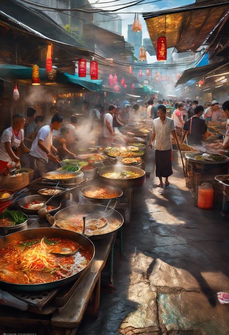 Bangkok market melange Check more: https://paintlyx.com/bangkok-market-melange/ Thai Night Market, Bangkok Aesthetic, Bangkok Market, Thai Market, Thailand Aesthetic, Bangkok Trip, Bangkok Nightlife, Bangkok Food, Bangkok Fashion