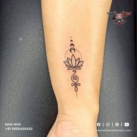 Spiritual Moon Tattoos For Women, Goddess Lakshmi Tattoo, Wealth Symbol Tattoo, Wealth Tattoos For Women, Prosperity Tattoo Symbols, Simple Tatoos Woman, Laxmi Tattoo, Lotus Tattoo Design For Women, Feather Design Tattoo