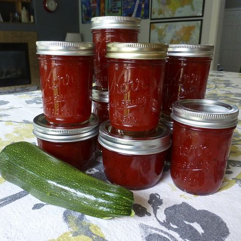 Pick Your Flavor Surprise Zucchini Jam: absolutely the most delicious recipe and it is so easy. Made by Nicole Strawberry Zucchini Jam, Zucchini Jam, Zucchini Relish Recipes, Canning Zucchini, Canned Zucchini, Zucchini Zoodles, Zucchini Relish, Canning Jam Recipes, Christmas Jam