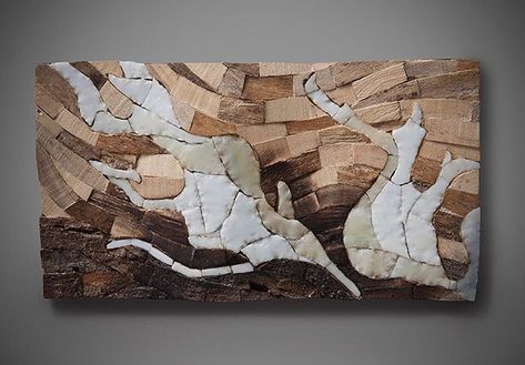 MOSAIC STUDY ($500.00): I created this mosaic study as a play of textures and movement. This piece features a new contemporary technique using wood bark and glass.  To live with art is to live well.  To see more of my work visit www.aaronlauxdesign.com  #AaronLauxDesign #woodsculpture #wooddesign #woodcarving #wooddecor #woodwork #madisonartist #madisonart #visitmadison #bemadison #madisonwi #isthmusmadison #handmadedecor #woodworking #woodworkingskills #craftsman #biophilicdesign #artconsultant #lifeofanartconsultant #artcollector Used Woodworking Tools, Woodworking Store, Wood Bark, Wood Wall Sculpture, Glass Mosaic Art, Art Consultant, Artful Home, Mosaic Ideas, Artist Life