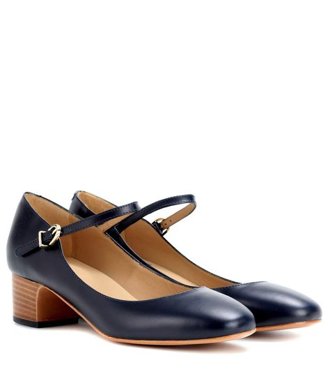 Blue Mary, Mid Heels Pumps, Mary Jane Pumps, Shoes Blue, Leather Mary Janes, Navy Leather, Shoes Pumps, Mary Jane Shoes, Leather Pumps