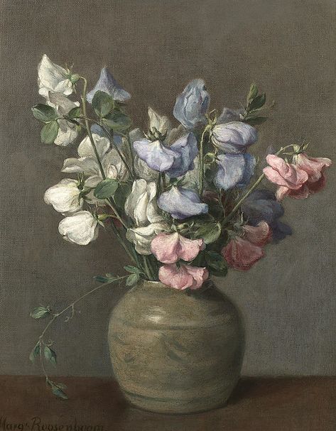 Margaretha Roosenboom ‘Sweet peas' late 1800s | Margaretha R… | Flickr Flowers Oil Painting, Learn Watercolor Painting, Learn Watercolor, Painting Media, Cleveland Museum Of Art, American Painting, Dutch Painters, Sweet Peas, Oil Painting Flowers