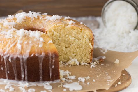 Coconut Pound Cake with Coconut Glaze | dramatic pancake Coconut Pound Cake, Coconut Glaze, Coconut Pound Cakes, Coconut Extract, Sugar Eggs, Unsweetened Coconut, Pound Cake Recipes, Coconut Cake, Shredded Coconut