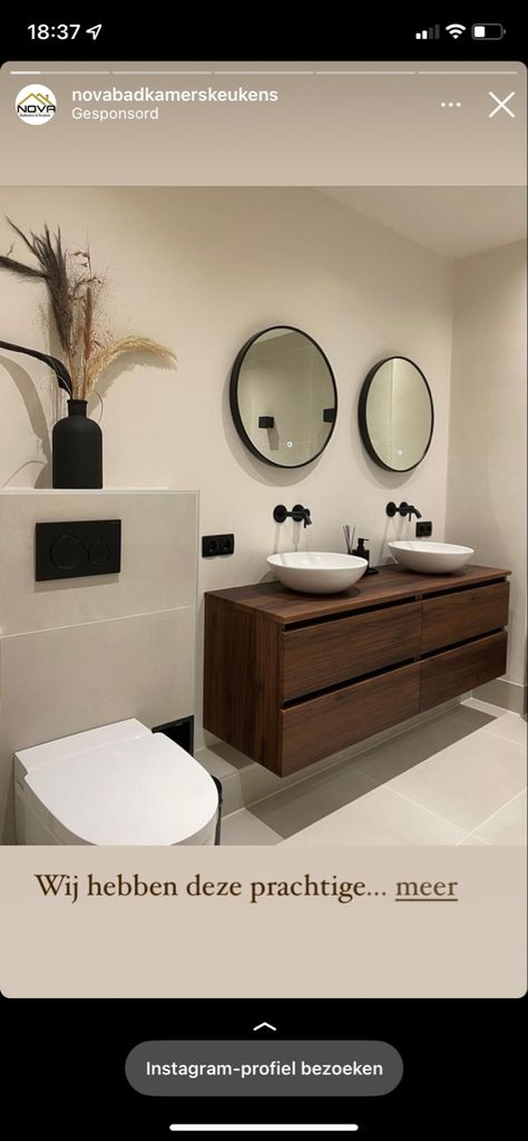 Round Mirror Bathroom, Floating Nightstand, Double Vanity, Storage Bench, Lighted Bathroom Mirror, Bathroom Vanity, Bathroom Mirror, Bathrooms, Villa