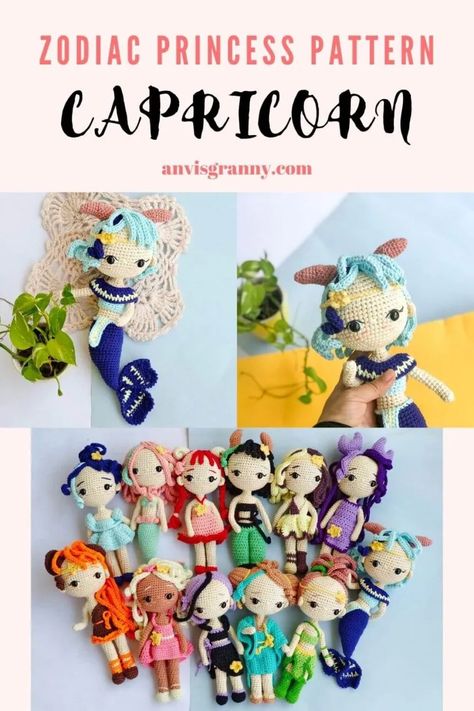 Crochet Capricorn, Crochet Zodiac, Zodiac Pattern, Capricorn Astrology, Editable Birthday Cards, Dolls Crochet, Advanced Crochet, Doll Crochet Pattern, Capricorn Zodiac