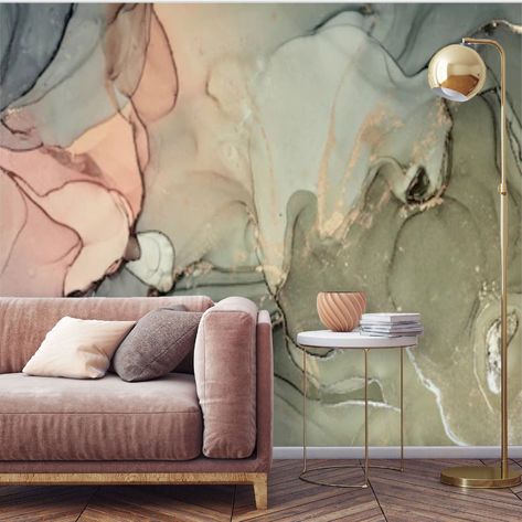 Peel and Stick Abstract Wallpaper Mural Removable Large | Etsy Marble Wall Mural, Vintage Pattern Design, Make Your Own Wallpaper, Beige Wallpaper, Create Your Own Wallpaper, Brown Wallpaper, Watercolor Wallpaper, Design Studios, Watercolor Walls