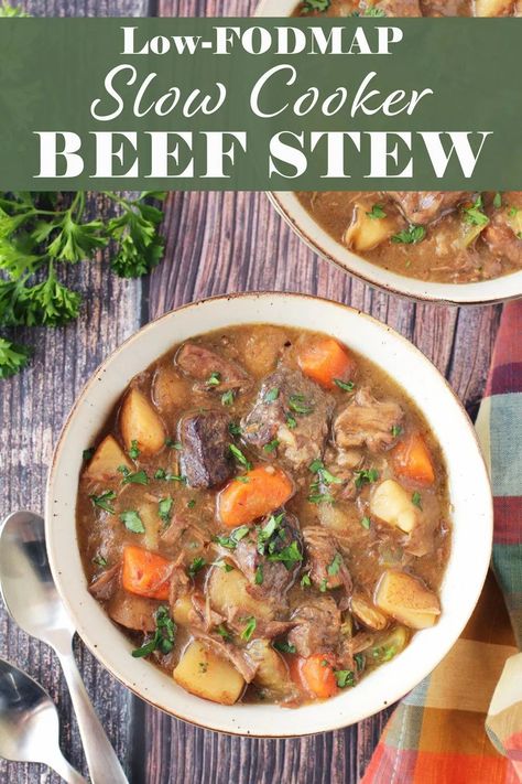 Low FODMAP Slow Cooker Beef Stew Fodmap Slow Cooker, Fodmap Meals, Low Fodmap Vegetables, Fodmap Recipes Dinner, Low Fodmap Recipes Dinner, Fodmap Meal Plan, Fodmap Food, Fodmap Friendly Recipes, Low Fodmap Diet Recipes