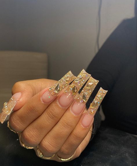 Gold Acrylic Nails, Acrylic Toe Nails, Drip Nails, Her Nails, Short Square Acrylic Nails, Long Square Acrylic Nails, Unique Acrylic Nails, Bling Acrylic Nails, Pink Acrylic Nails