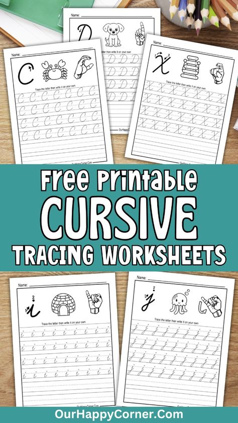 Master cursive handwriting with these free printable cursive alphabet tracing worksheets. Simple guides allow kids and adults to practice forming cursive letters through tracing. Head over to our website to download. Cursive Copywork Free, Free Cursive Writing Practice Sheets, Handwriting Fonts Practice, Free Printable Cursive Alphabet, Block Alphabet Letters, Handwriting Worksheets For Adults, C Tracing Worksheet, Alphabet Letters Worksheet, Cursive Alphabet Handwriting