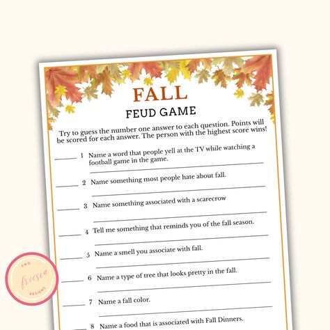 Fall Family Feud Game, Fun Fall Games For Adults, Fall Themed Games For Adults, Fall Icebreaker Games, Fall Party Games For Adults, Autumn Games, Apple Games, Fall Party Games, Fall Parties