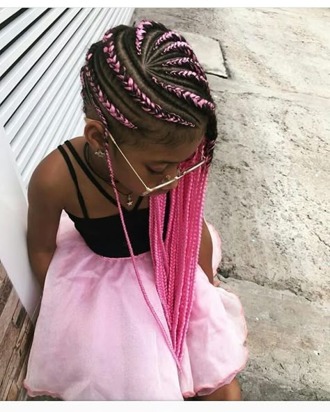 Pink Cornrows, Mixed Kids Hairstyles, Kids Style Hair, Lil Girl Hairstyles, Kid Braid Styles, Girls Hairstyles Braids, Black Kids Hairstyles, Braids For Kids