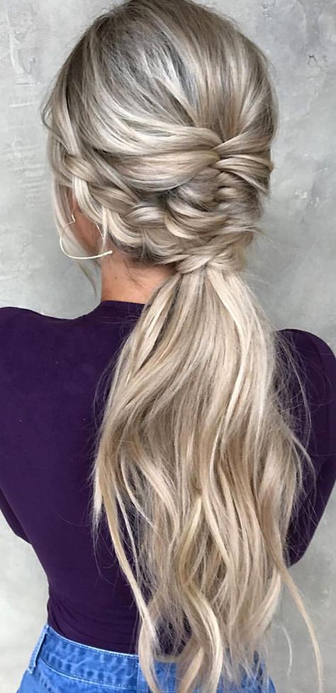 favorite wedding hairstyles long hair ponytail with french braids taylor_lamb_hair via instagram Bridesmaid Ponytail, Up Ponytail, Long Hair Ponytail, Best Wedding Hairstyles, Penteado Cabelo Curto, Long Blonde, Prom Hairstyles, Teen Hairstyles, Wedding Hairstyles For Long Hair