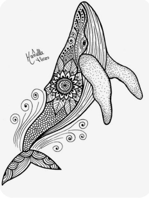 Beautiful Coloring Pages, Whale Drawing, Whale Illustration, Doodle Art Flowers, Animal Illustration Art, Drawing Examples, Surfboard Art, Whale Art, Zentangle Drawings