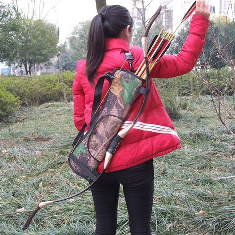 Perfect for your Arrows - Camo Archery Quiver Carry your arrows safely. Snap on the strap makes it secure if you are hiking or riding. Zippered pouch for small items. Bow And Arrow Holder, Arrow Holder, Archery Quiver, Arrow Bow, Archery Gear, Bow Quiver, Shooting Bags, Archery Hunting, Bow Bag