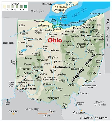 America Outline, Map Of Ohio, Kelleys Island, Midwest Region, Ohio Buckeyes, Ohio Map, Physical Map, North America Map, County Map