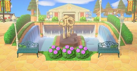 Animal Crossing New Horizons on Instagram: “Museum entrance🦕  Follow @crossinginspiration for more✨  Cred to samwiseg0 on reddit” Animal Crossing Entrance Inspiration, Animal Crossing Museum Entrance Ideas, Anch Museum Entrance, Animal Crossing Museum Entrance, Acnh Museum Entrance Ideas, Acnh Museum Design Ideas, Acnh Entrance Inspiration, Acnh Museum Exterior, Acnh Museum