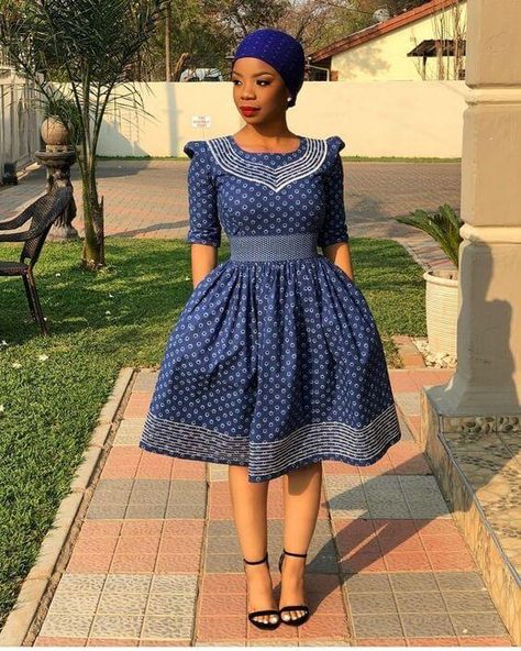 25 Amazing Shweshwe Dresses 2020 For South Africa Ladies Jenny Outfits, Setswana Traditional Dresses, Seshweshwe Dresses, South African Traditional Dresses, African Traditional Wear, African Attire Dresses, Shweshwe Dresses, Traditional African Clothing, Fashion Traditional