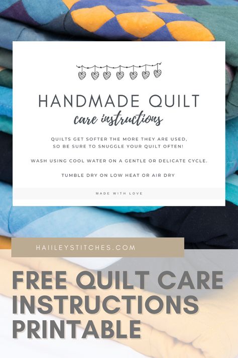 These printable quilt care instructions will make the perfect addition to your handmade quilt gift. Make sure the recipient knows exactly how to machine wash and dry their quilt so they can snuggle with the quilt for years to come. Quilt Lable Ideas, Quilt Washing Instructions Printable, Gifting A Quilt, Quilt Care Instructions Printable, Quilt Care Instructions Printable Free, Quilt Labels Ideas Free Pattern, Quilting Finishing, Quilt Labels Ideas, Quilt Business