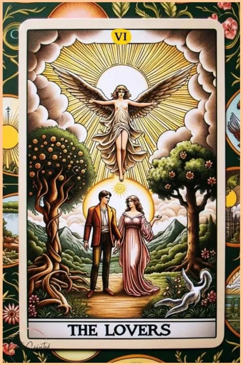 The Lovers Tarot Card Meaning Lovers Tarot Card Meaning, The Lover Tarot, Tarot The Lovers, Major Arcana Tarot Cards, Arcana Tarot Cards, Lovers Tarot Card, Major Arcana Tarot, Fear Of Commitment, The Lovers Tarot Card