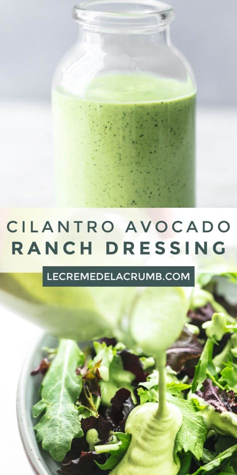 Cilantro Ranch Dressing Recipe, Avocado Ranch Dip Recipe, Avocado Ranch Dressing Recipe, Cilantro Lime Ranch Dressing, Cilantro Ranch Dressing, Creamy Avocado Ranch Dressing, Cilantro Ranch, Food Dressing, Healthy Ranch Dressing