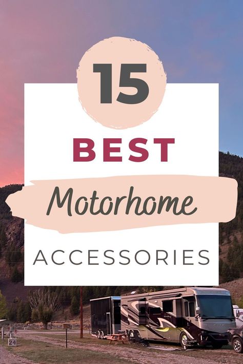 What are the best motorhome accessories that you need to carry with you when you travel? I’ve been traveling solo for four years and am on my third motorhome, so I have a good understanding of what accessories are necessary and which ones are just nice to have to make your life on the road easier. Here are my suggestions for the best 15 motorhome accessories for RV owners. Class A Motorhome Organization, Motorhome Must Haves, Motorhome Essentials, Motorhome Organization, Gifts For Rv Owners, Rv Trip Planner, Rv Surge Protector, Must Have Camping Gear, Motorhome Accessories